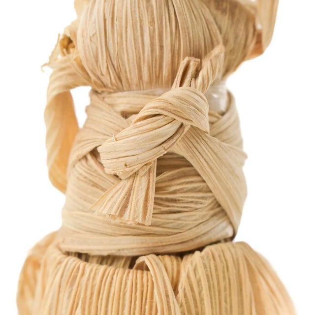 African Early 20th Century Corn Husk Mother and Child Figurine For Sale - Image 3 of 7
