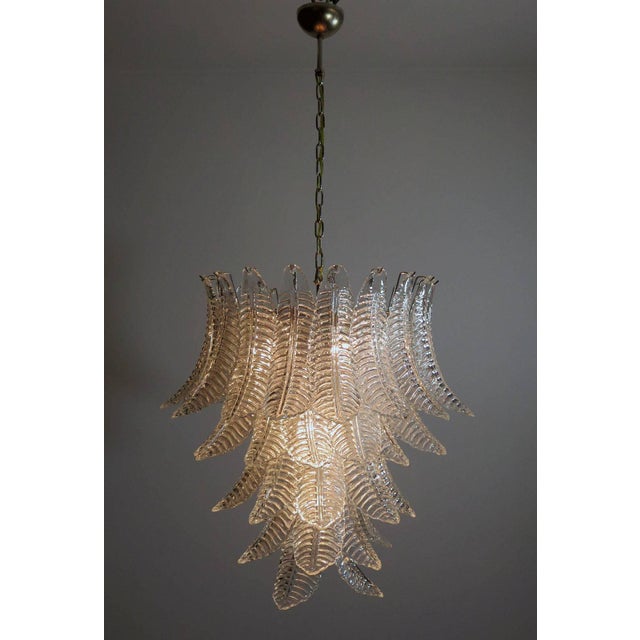 Italian Leaf Chandeliers in the Style of Barovier & Toso, Murano, Set of 2 For Sale - Image 3 of 11