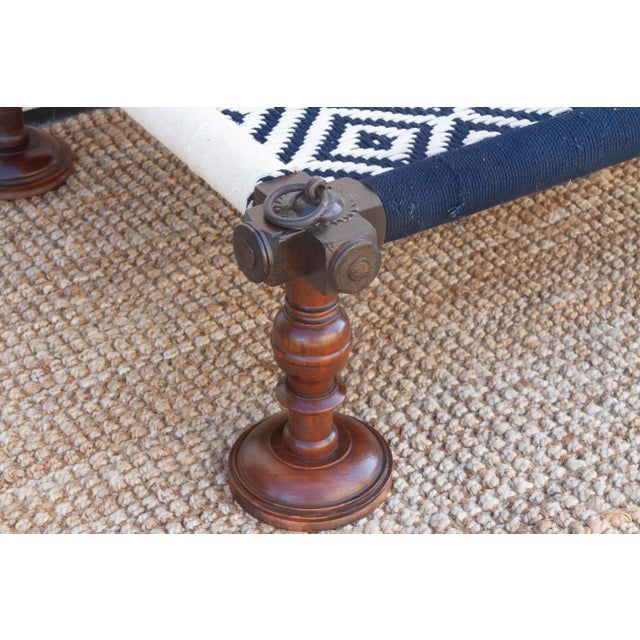Blue & White Woven Swing Charpai Bed For Sale In Los Angeles - Image 6 of 10