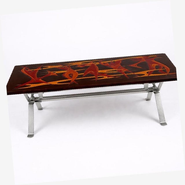 Mid-Century Modern Space Age Flames Tabletop and Chrome Coffee Table For Sale - Image 4 of 15