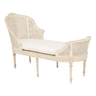Louis XVI Style Caned Tete-a-Tete Chaise Longue For Sale
