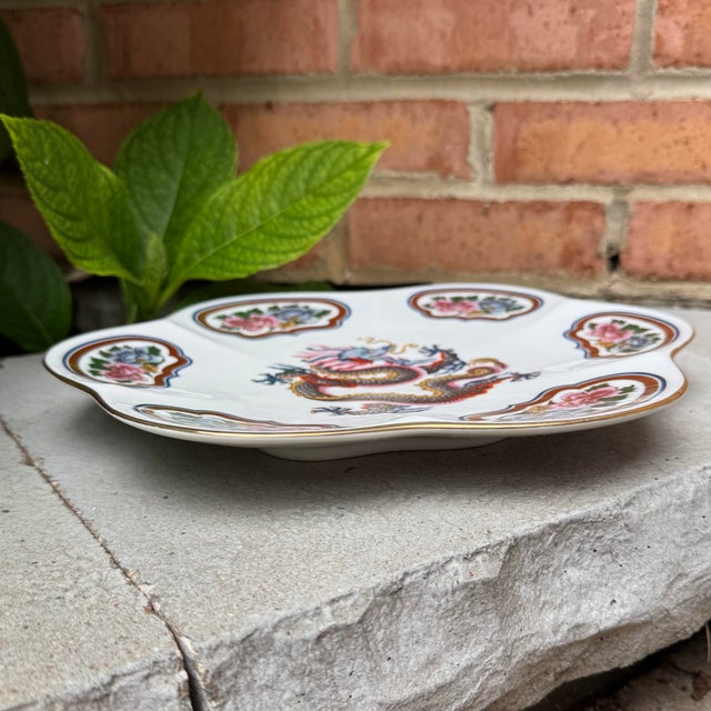 1980s Chinoiserie Porcelain Dragon Tray - 11” For Sale In Chicago - Image 6 of 8