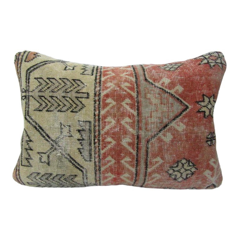 Turkish Antique Beige And Rust Kilim Rug Decorative Pillow Cover