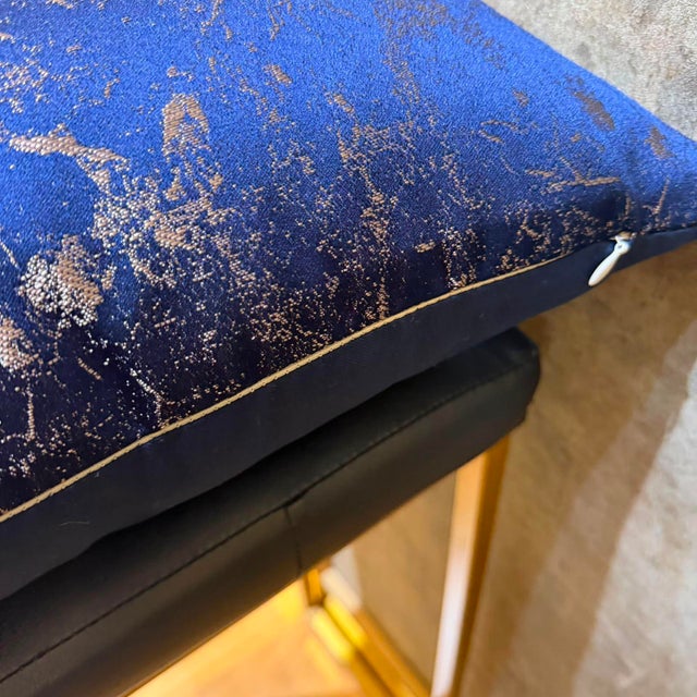 Blue Handmade Blue Abstract Cushion Cover For Sale - Image 8 of 9