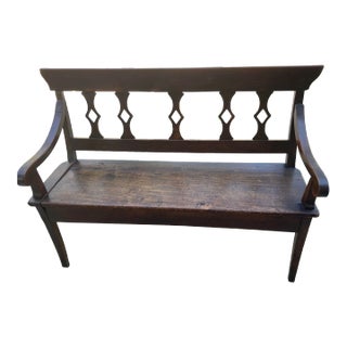 Antique European Solid Wood Hall Bench For Sale