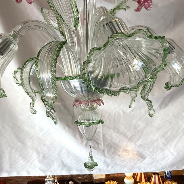Vintage Venetian Glass Chandelier For Sale In West Palm - Image 6 of 16