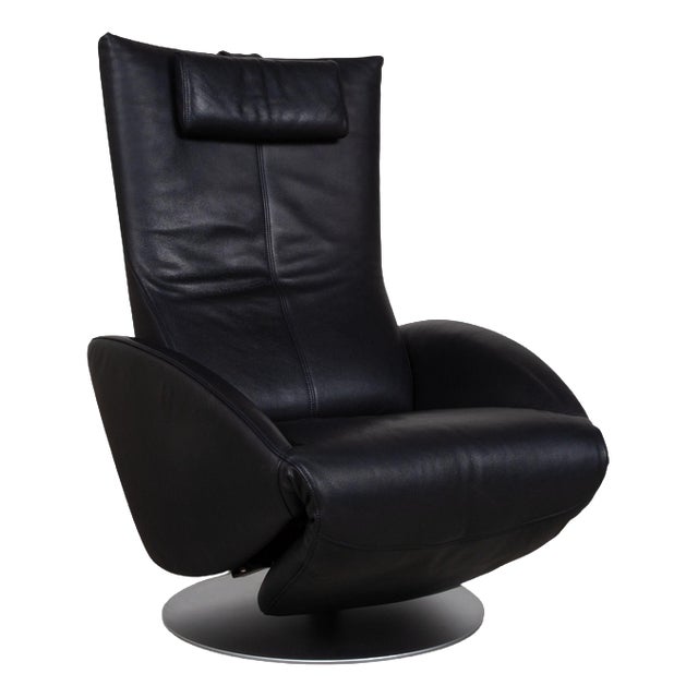 FSM Mate Leather Armchair in Dark Blue with Electric Function Battery Recliner For Sale