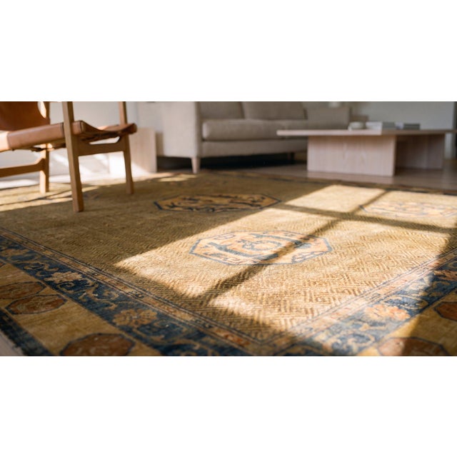 1900s Solid Brown Field Dragon Medallion Antique Chinese Handknotted Wool Rug For Sale - Image 10 of 11