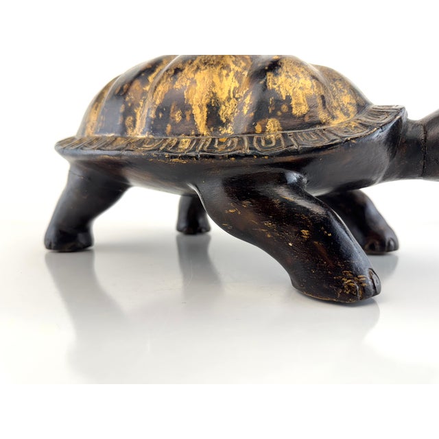 Vintage Mid Century Gilt-Finish Tortoise Sculpture, Hollywood Regency Style Decorative Object For Sale In Little Rock - Image 6 of 15