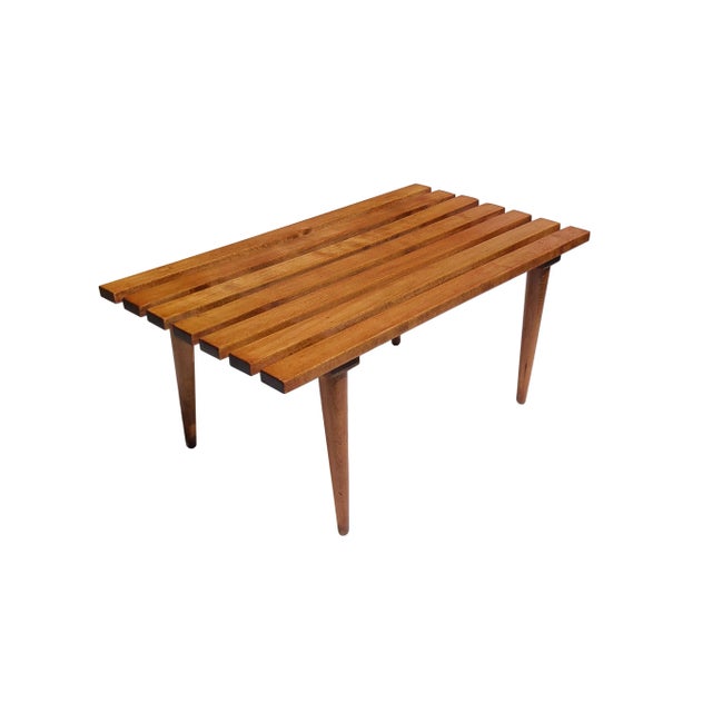 Mid-Century Modern Mid 20th Century Solid Hardwood Slatted Alcove Bench, Made in Italy For Sale - Image 3 of 8