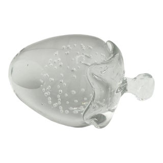 Murano Art Glass Strawberry Paperweight Sculpture With Controlled Bubbles For Sale
