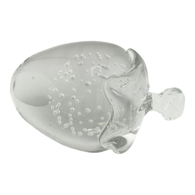 Murano Art Glass Strawberry Paperweight Sculpture With Controlled Bubbles For Sale