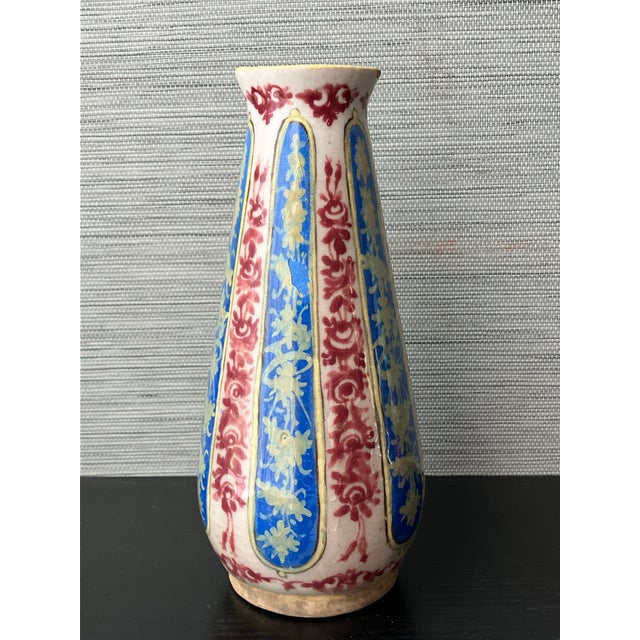 Traditional Rare Antique Zoroastrians Persian Porcelain Vase, 9” Tall For Sale - Image 3 of 12