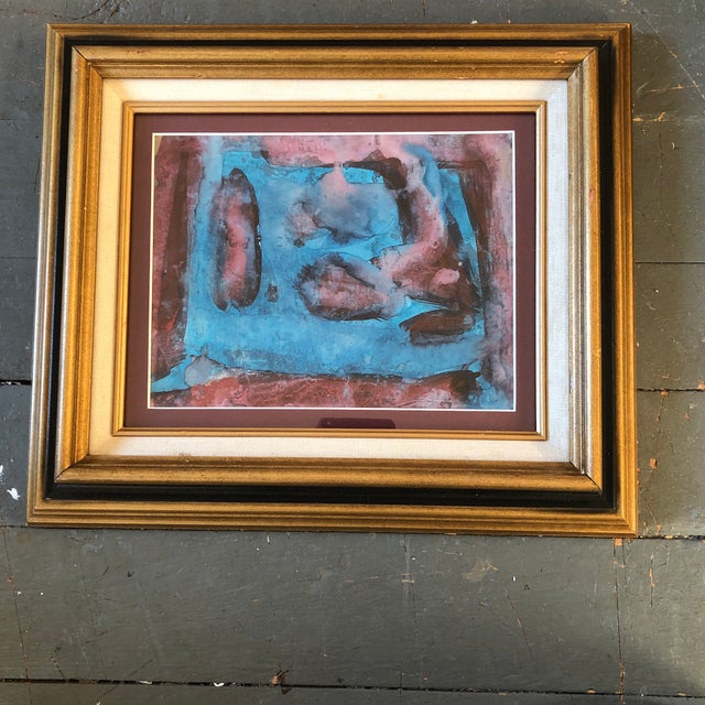 Original Vintage Abstract Painting Vintage Frame 1970’s For Sale - Image 4 of 4