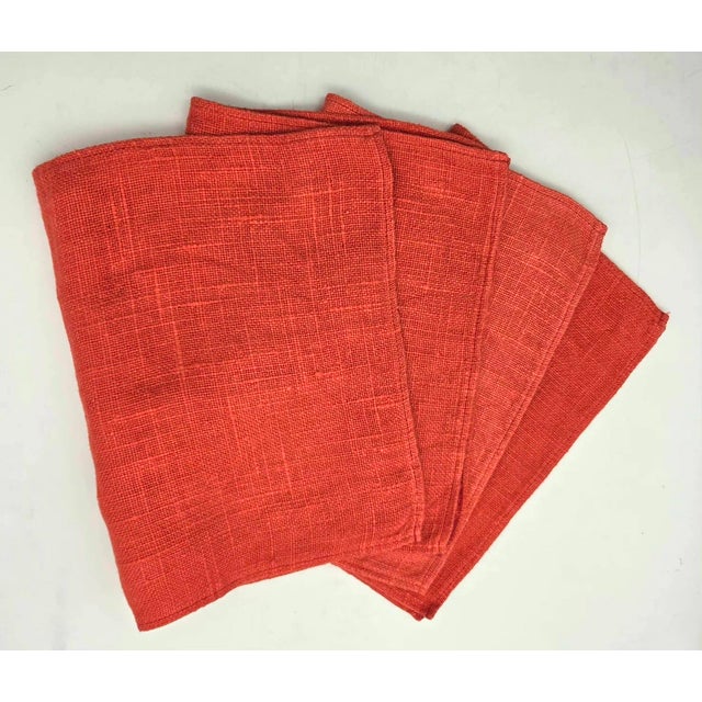 Dansk 1970s Dansk Ritva Puotila Red Woven Linen Placemats, Set of 4 For Sale - Image 4 of 7