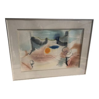 1970s Vintage Frances DesLoge Abstract Watercolor Painting For Sale