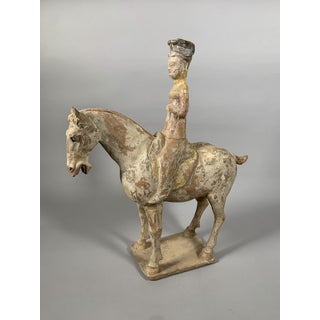 Terracotta Sculpture of a Horseman, Han Dynasty, 206 BC-220 AD, China, Archaeology For Sale