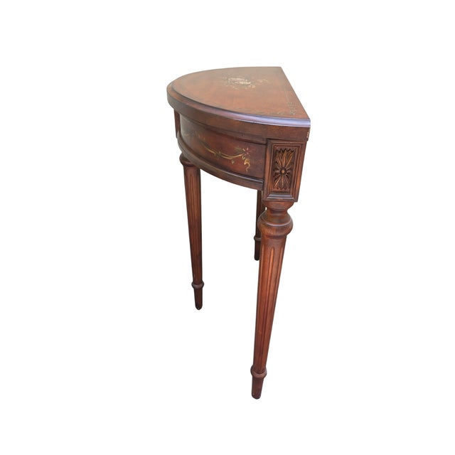 1990s Ethan Allen Tuscany Demilune Console Hall Table Server Neo Classical End Table For Sale - Image 9 of 13