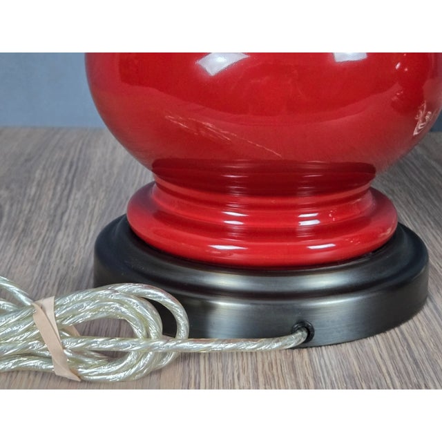 Pair Double Gourd Chinese Porcelain Rare Red Glaze Pottery Barn Table Lamps For Sale - Image 10 of 14