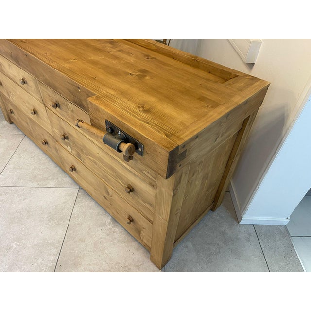 Rustic Planer Bench in Pine For Sale - Image 6 of 18