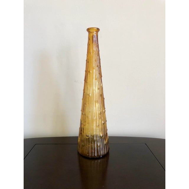 Chinoiserie Mid 20th Century Amber Faux Bamboo Italian Art Glass Decanter For Sale - Image 3 of 7