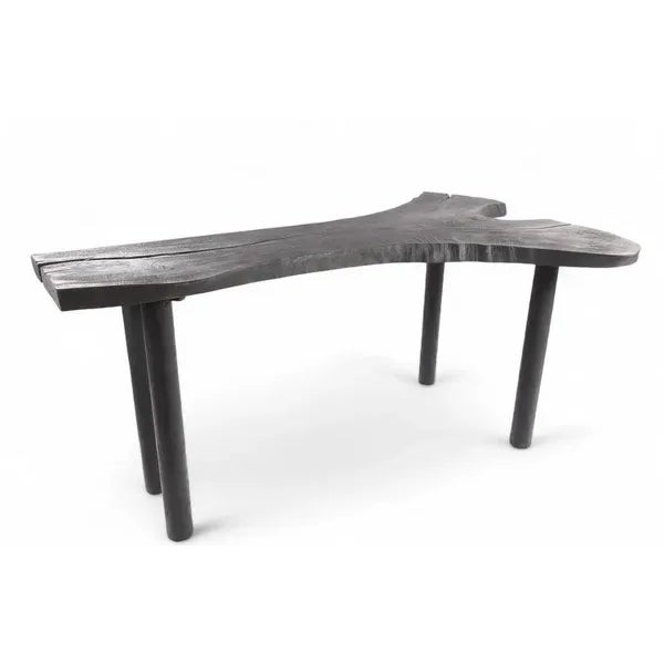 Wood Black One Slab Free Form Living Edge Bar or Console Table For Sale - Image 7 of 11
