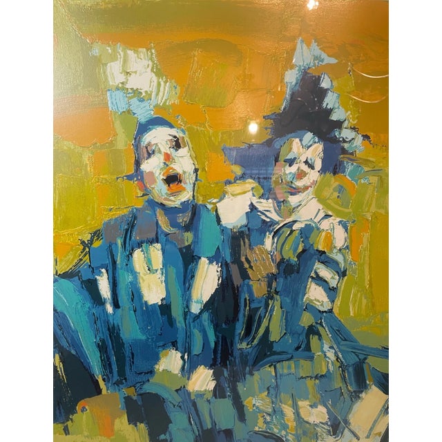 Yellow 1990s Nicola Simbari Deux Clowns Artist Proof Italian Abstract Silkscreen Serigraph For Sale - Image 8 of 12