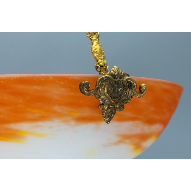 Art Nouveau Pâte de Verre Pendant Light by G.V. Croismare, France, 1920 For Sale - Image 12 of 18