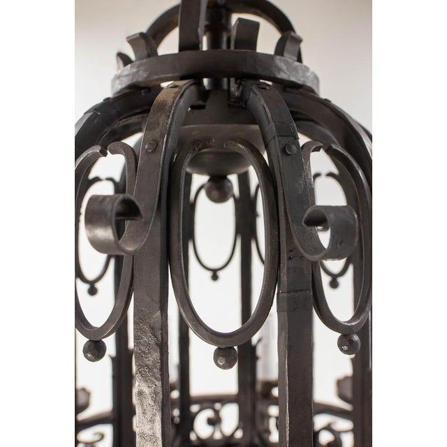 Vintage French Chandelier in Wrought Iron, 1920 For Sale - Image 11 of 15