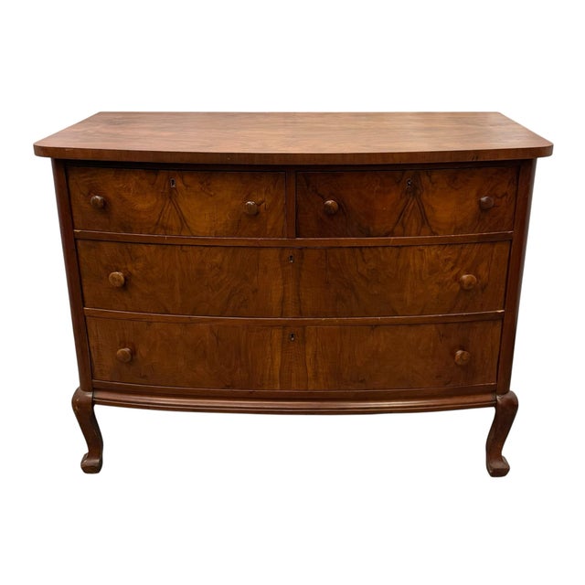 Vintage Traditional Colonial Style Mahogany & Burl Wood Chest of Drawers For Sale In Greensboro - Image 6 of 12