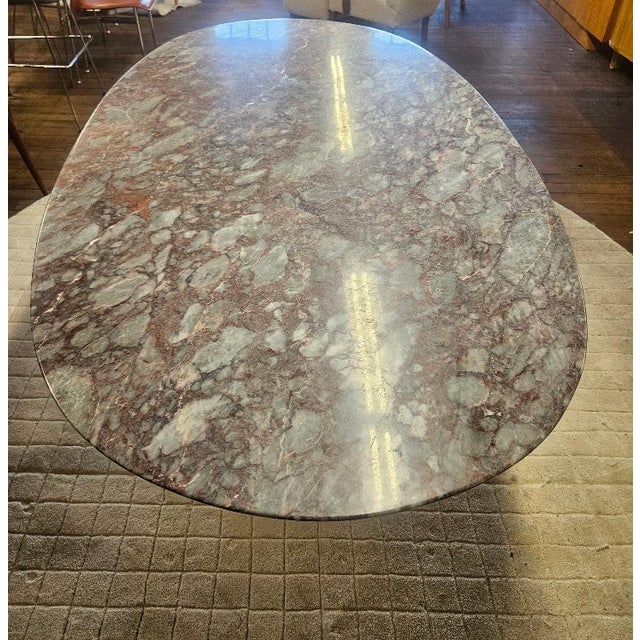 Mid 20th Century Exotic Marble Oval Italian Dining Table With Pedestal Base For Sale - Image 4 of 12