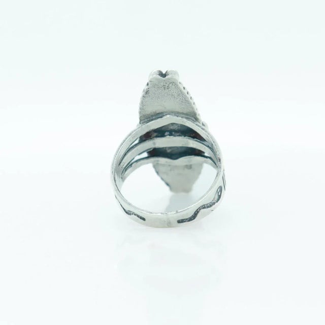 Silver Vintage Southwestern Navajo Sterling Silver and Turquoise Ring For Sale - Image 8 of 10