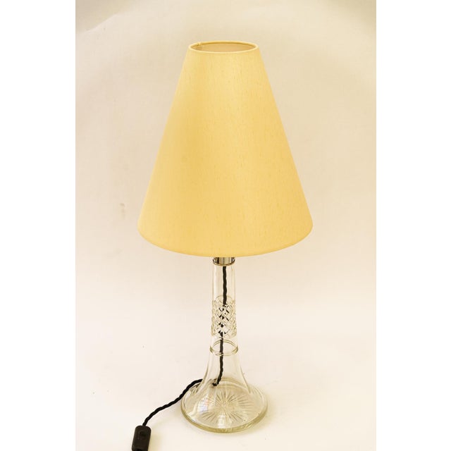 Silver Large Art Deco Glass Table Lamp with Fabric Shade, Vienna, 1920s For Sale - Image 8 of 12