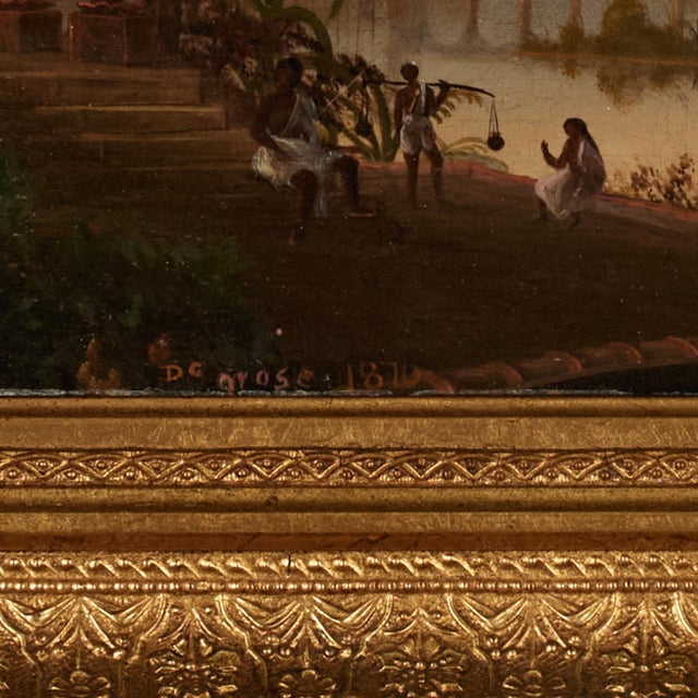 Antique Painting of an India Landscape With a Temple by Daniel C. Grose For Sale - Image 9 of 13