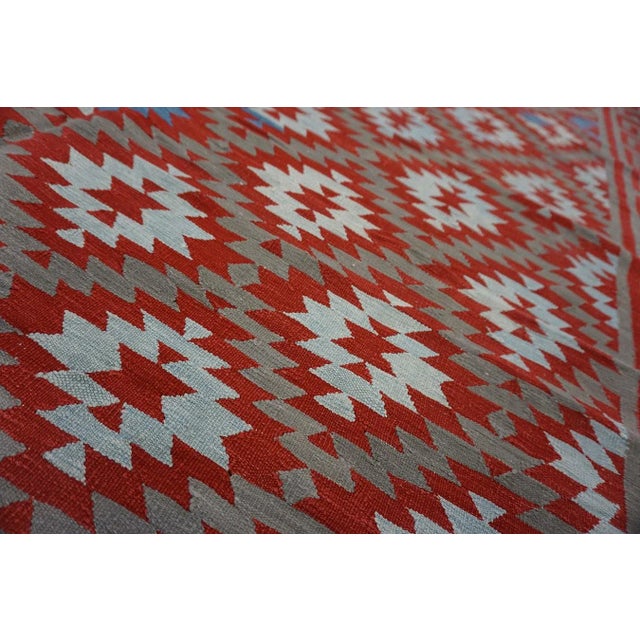 Textile 1930s Gray Diamond Tribal Antique Indian Cotton Dhurrie Carpet 5' X 7'8" Flatweave Rug For Sale - Image 7 of 10