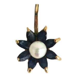 Pearl and Sapphire 14 Karat Gold Charm Pendant