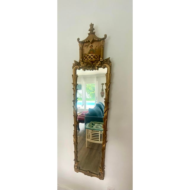 Antique Asian Chinoiserie Hand Carved Gilt Pagoda Mirrors - A Pair For Sale - Image 11 of 11