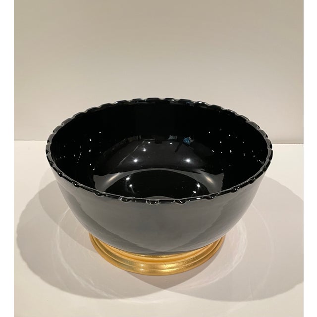 2000s Scallop Edge Chinoiserie Black Bowl For Sale - Image 4 of 4