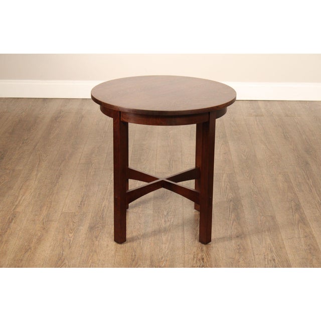 Stickley Mission Collection Oak Round Lamp Table For Sale - Image 10 of 12