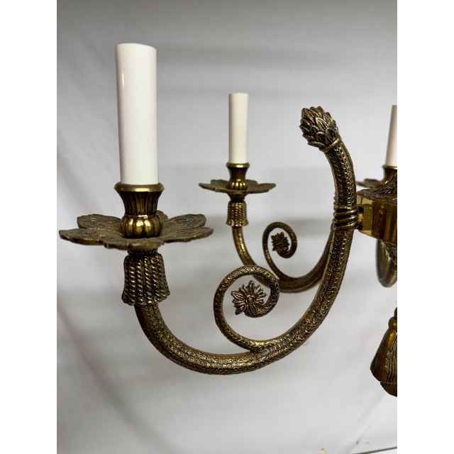Metal Brass Tassel Chandelier, Six Arms, Hollywood Regency Design For Sale - Image 7 of 10
