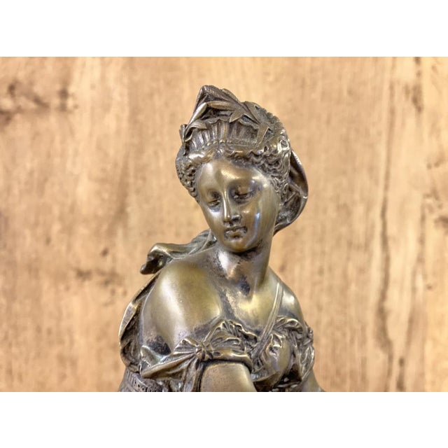 Gray Antique French Marble Mantle Clock For Sale - Image 8 of 18