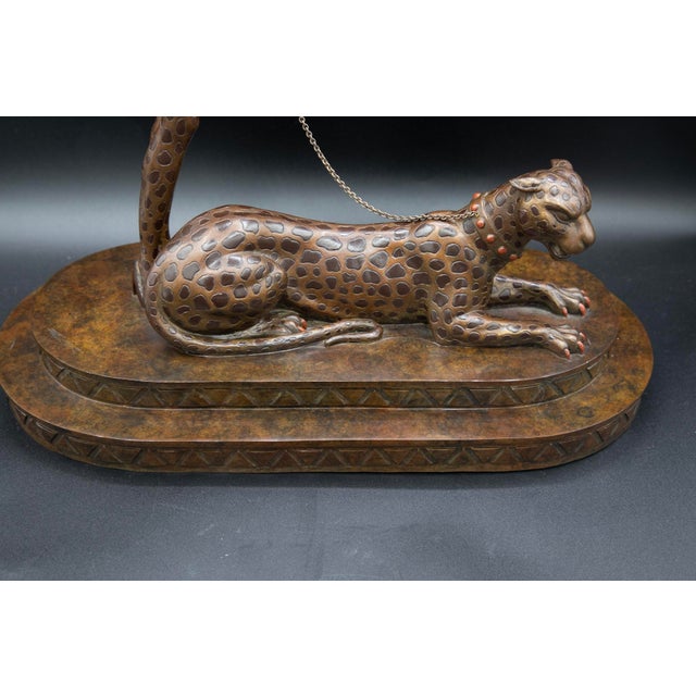 Metal 1980s Erte - La Femme À La Panthère - Signed & Numbered Art Deco Bronze Sculpture -15" For Sale - Image 7 of 10