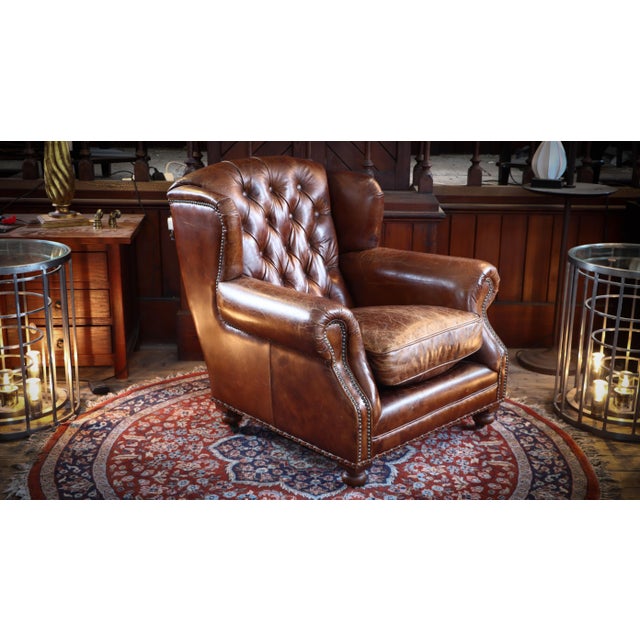 Ardingly Cigar Club Armchair in Antique Whisky Leather by Timothy Oulton, 2010s For Sale - Image 15 of 18
