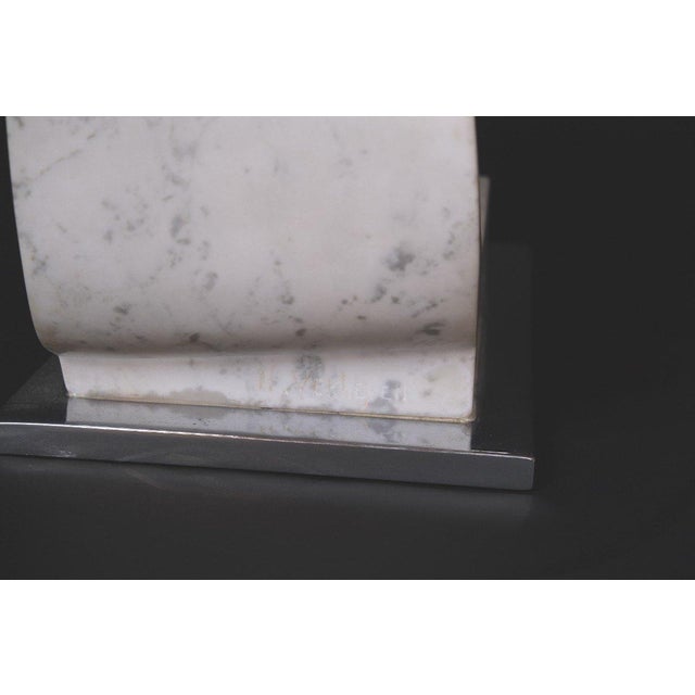 Metal Hugo Verheyen, Incomprehension I Sculpture, 1980s, Carrara Marble and Chromed Metal For Sale - Image 7 of 10
