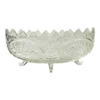 Mid-Century Boho Chic Hollywood Regency Glass Footed Centerpiece/Fruit Bowl For Sale