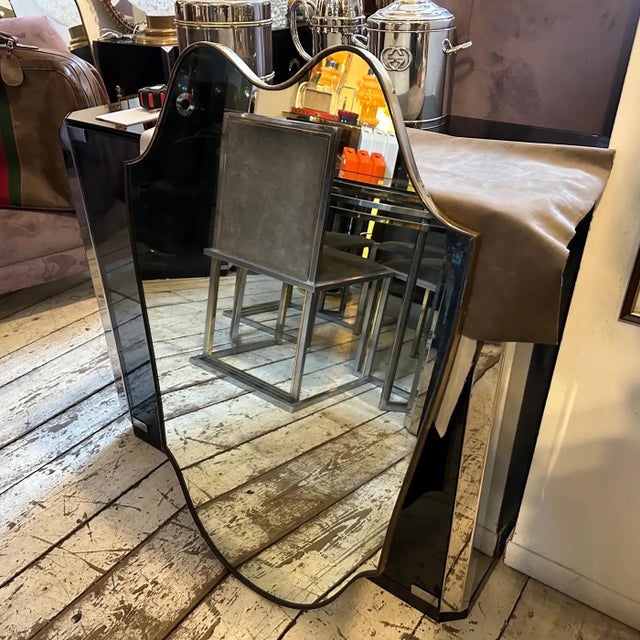 1950s Gio Ponti Style Mid-Century Modern Solid Brass Italian Big Wall Mirror For Sale - Image 12 of 12