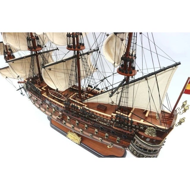 Exquisite Handcrafted 17th Century San Felipe Spanish Galleon Model – Museum Quality Nautical Decor For Sale - Image 6 of 11