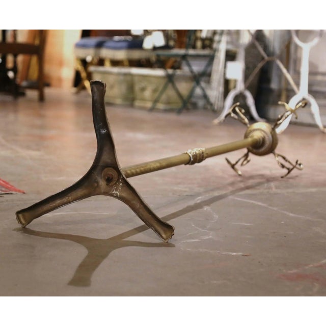 Early 20th Century French Gilt Brass Swivel Four-Hook Standing Hall Tree For Sale - Image 9 of 10