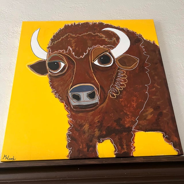 2020s Samuel the Buffalo - Acrylic on Canvas by Melinda McLeod For Sale - Image 5 of 8