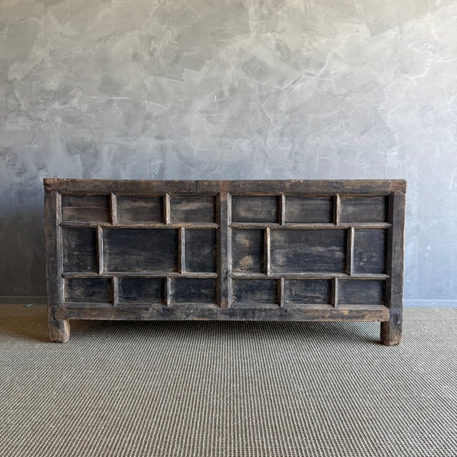 Vintage Painted Elm Wood Cabinet With Drawers For Sale - Image 9 of 13